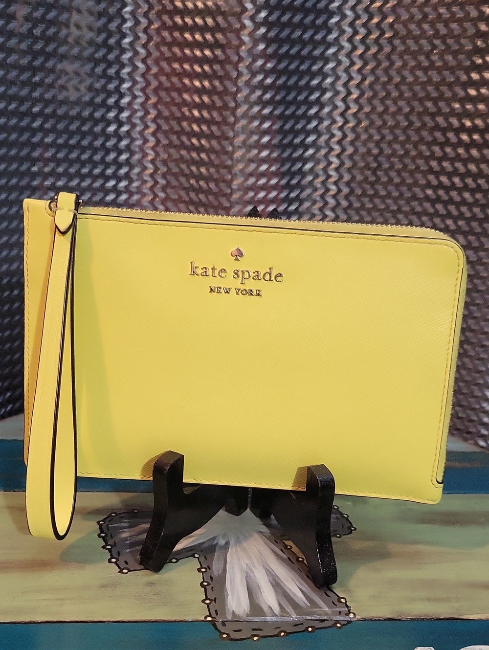 kate spade Yellow Leather Wristlet Clutch